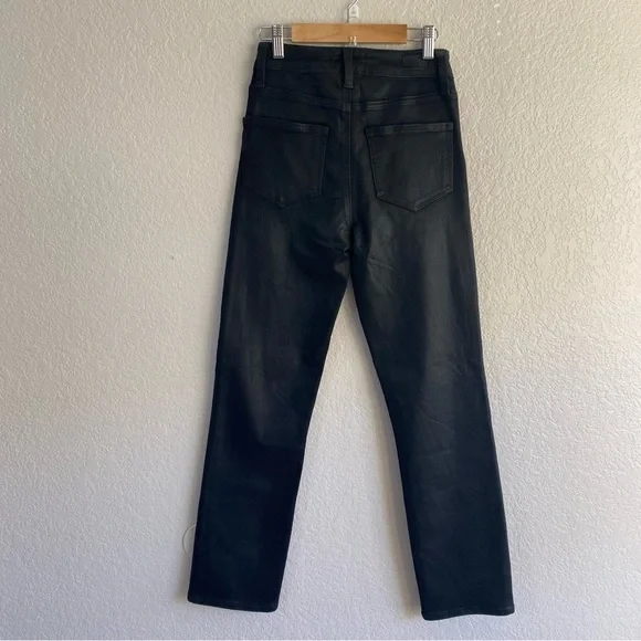 Paige Anthropologie Cindy Luxe Coating Black Noir Straight Leg Jeans